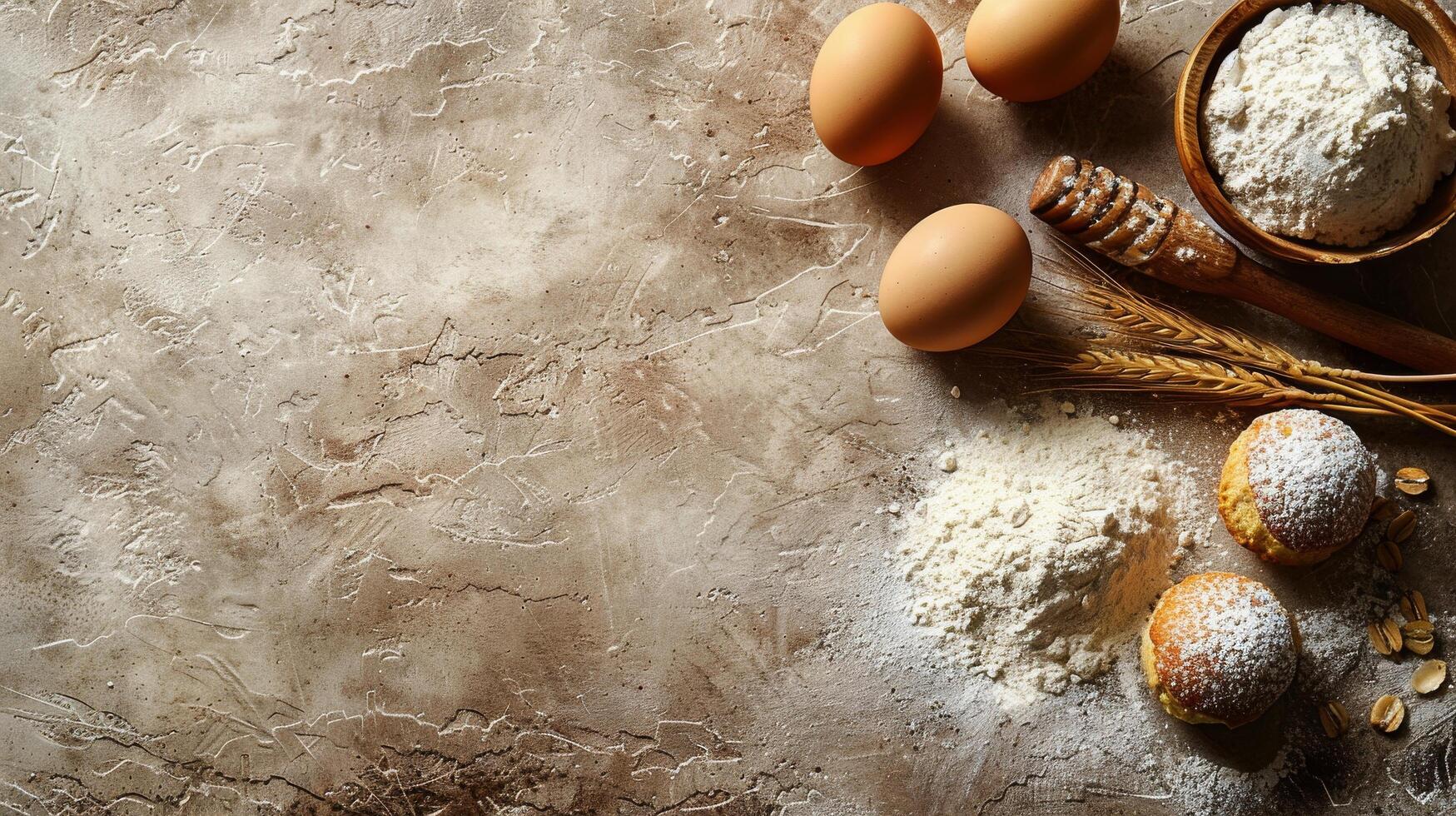 Three Croissants With Powdered Sugar photo