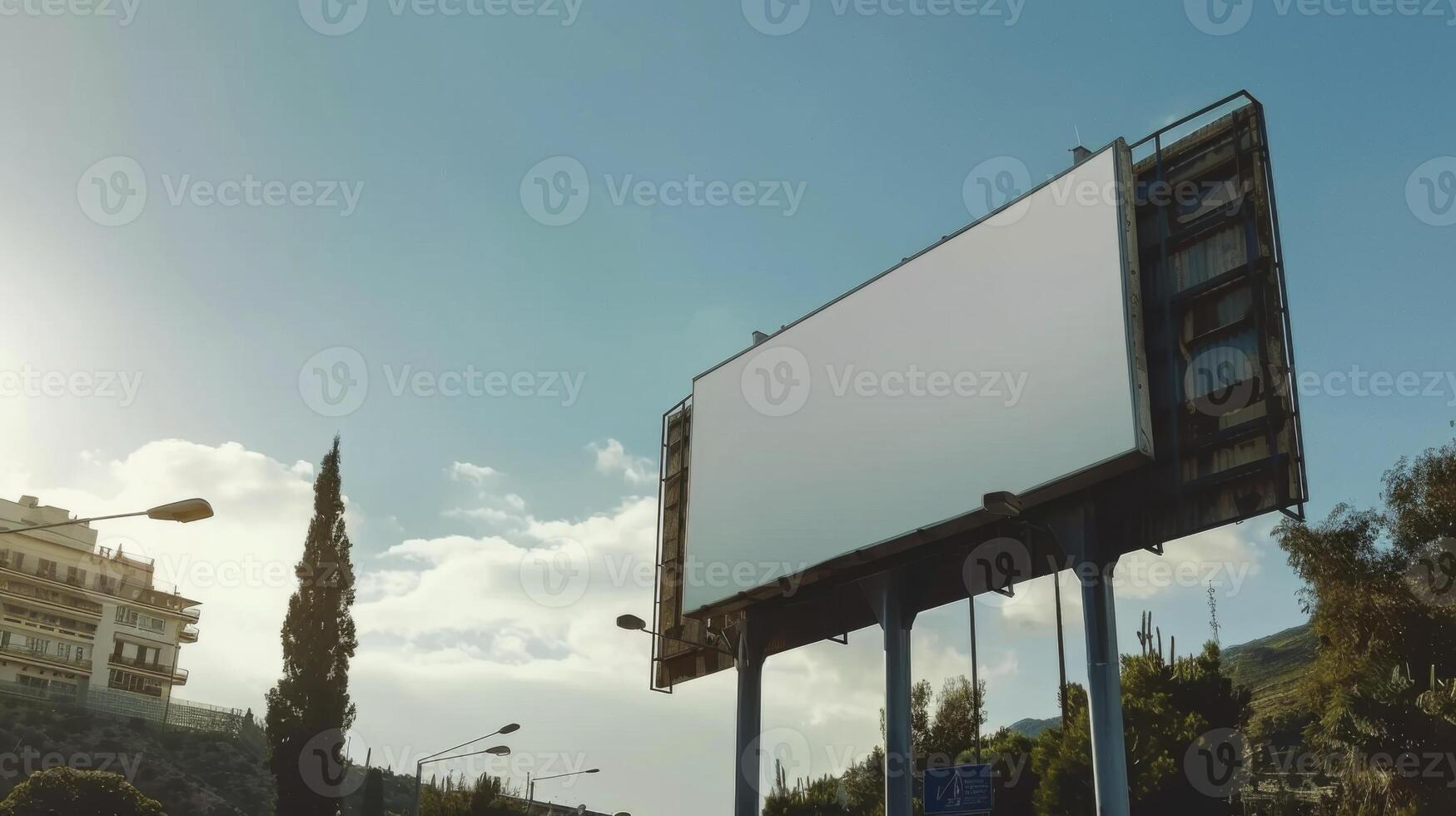 billboard mockup on city photo