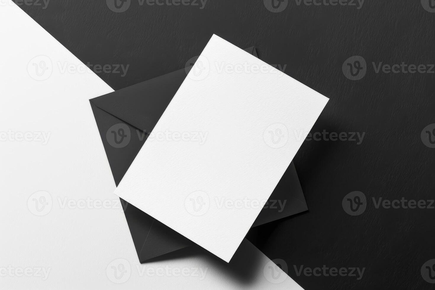 Blank business cards on black background. Mockup for branding identity. photo