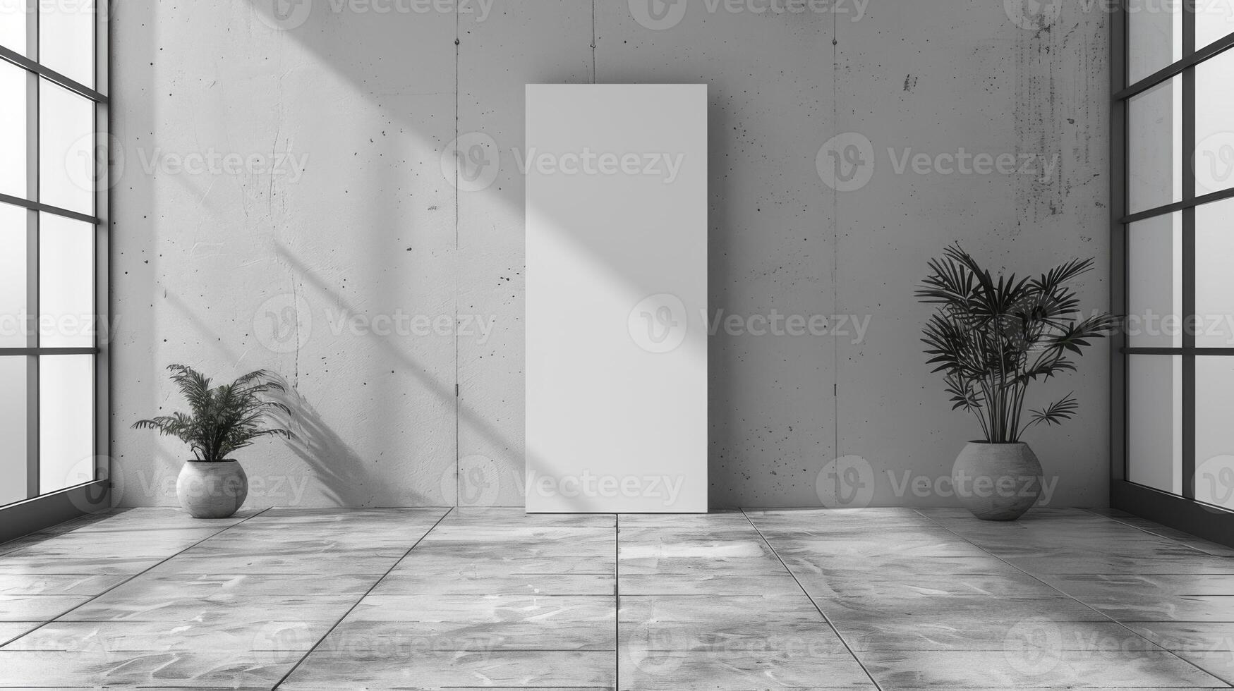 Minimalistic interior design with blank standee mockup photo