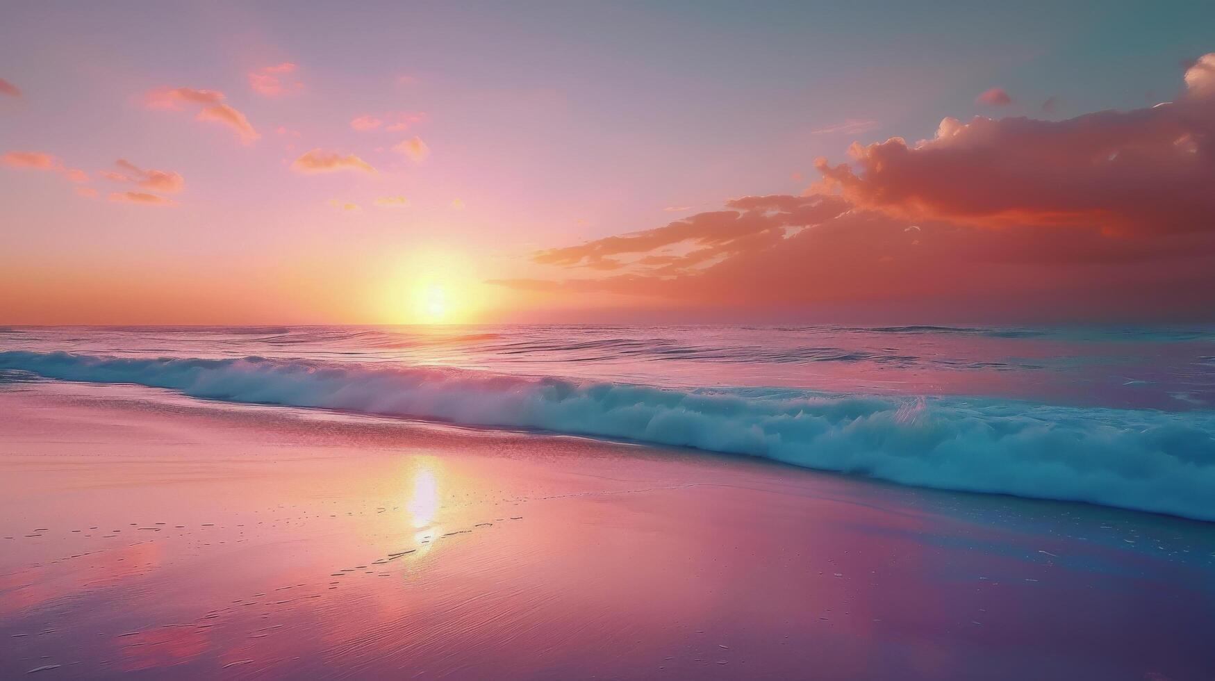 Sunset Over Ocean Waves photo