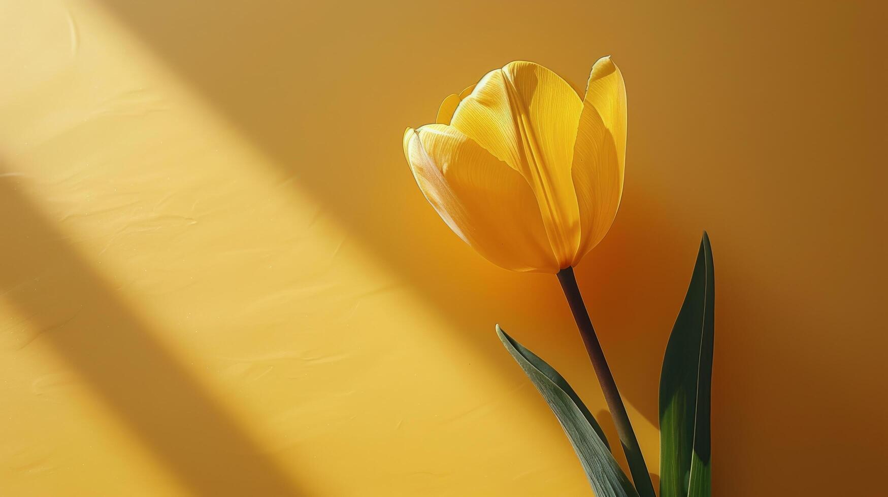 A Single Yellow Tulip on Yellow Background photo