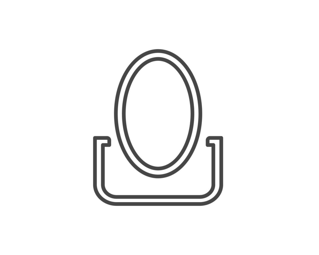 Makeup and cosmetics. Linear graphic beauty icons in the form of a face mirror. vector