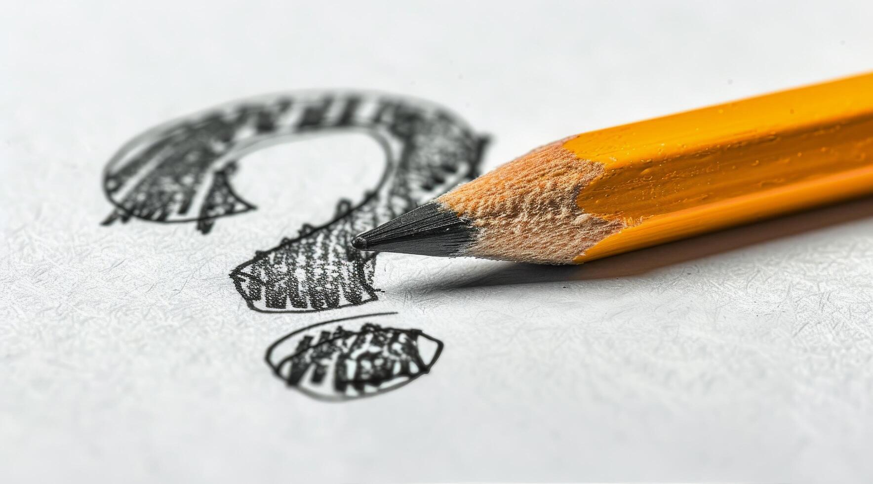 Pencil Sketch of Question Mark on Paper photo