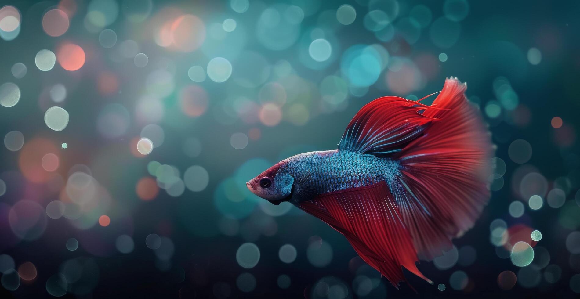 Red Betta Fish Swimming in Aquarium photo