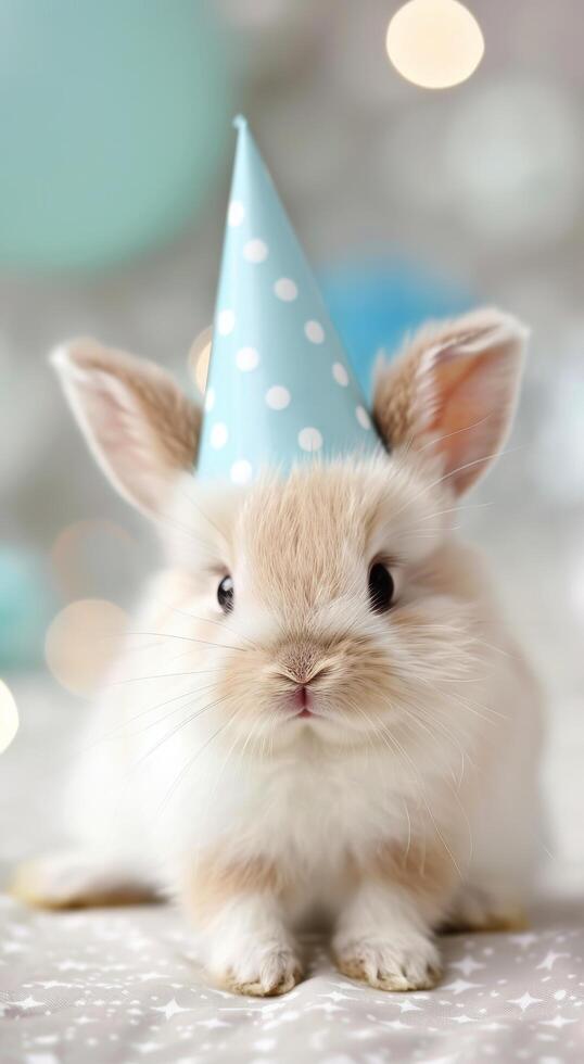 Bunny Wearing Party Hat photo