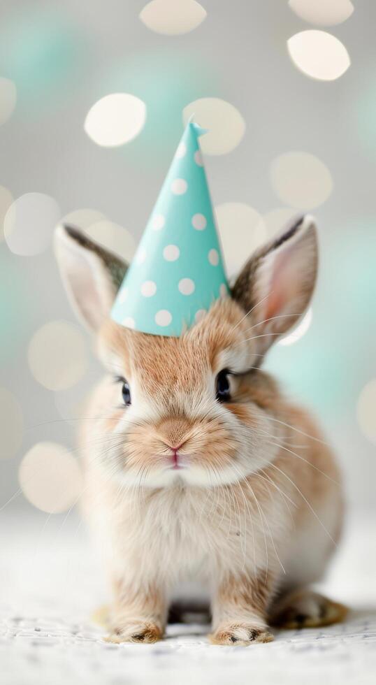 Bunny Wearing Party Hat photo