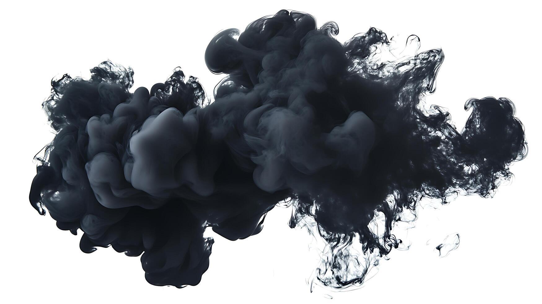 Black ink swirling in water, isolated on white background. photo