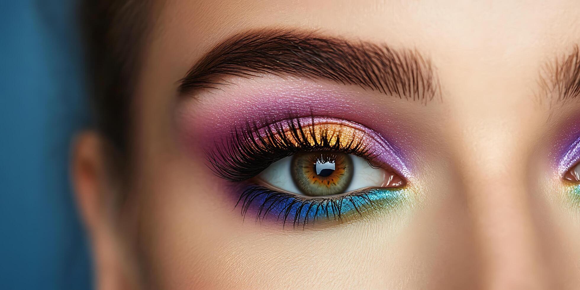 Close up of a woman's eye with colorful makeup. photo
