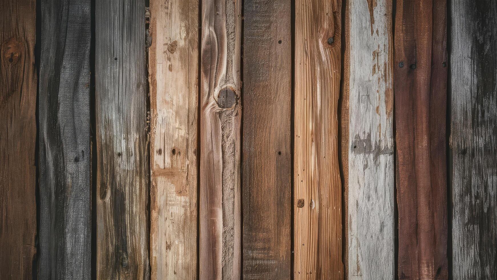 Close-up of diverse wooden planks with varying textures and colors, showcasing natural patterns photo