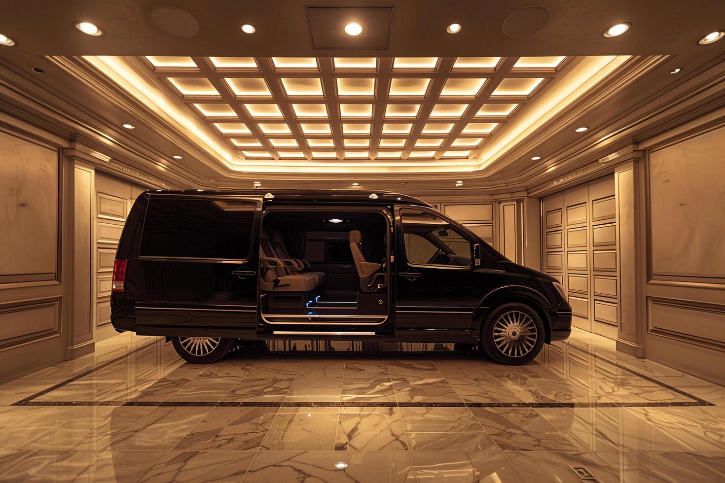 Luxury Minivan in Luxurious Garage nature background photo