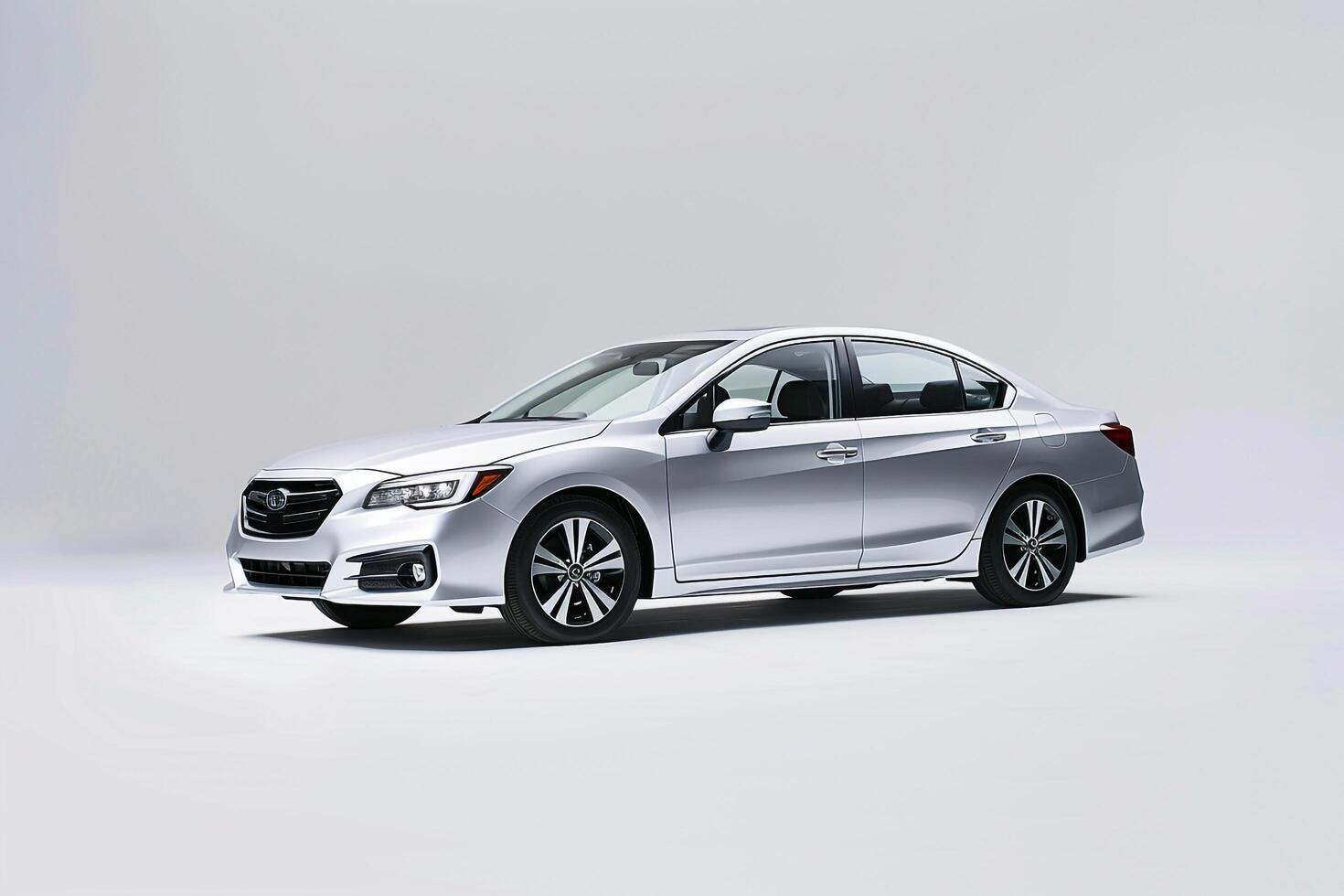 Mid size sedan photographed against white  in  studio ing on its fuel efficiency and environmental features background photo