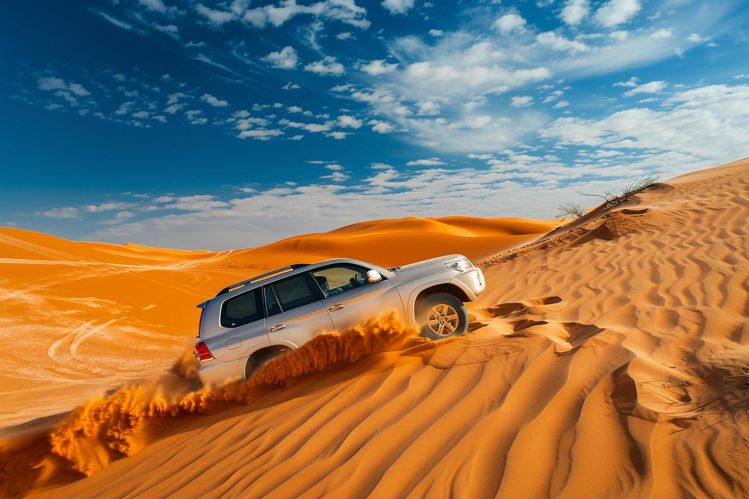 Mid Size SUV on Desert Trail Background photo