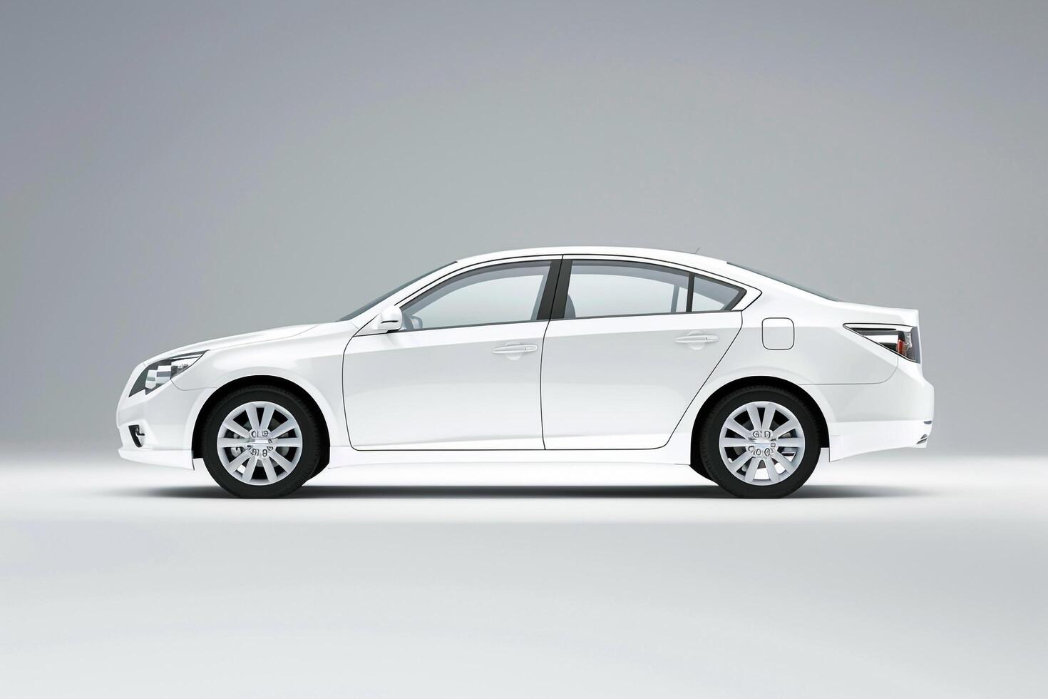 Compact sedan in studio with clean white background showcasing its sleek design photo