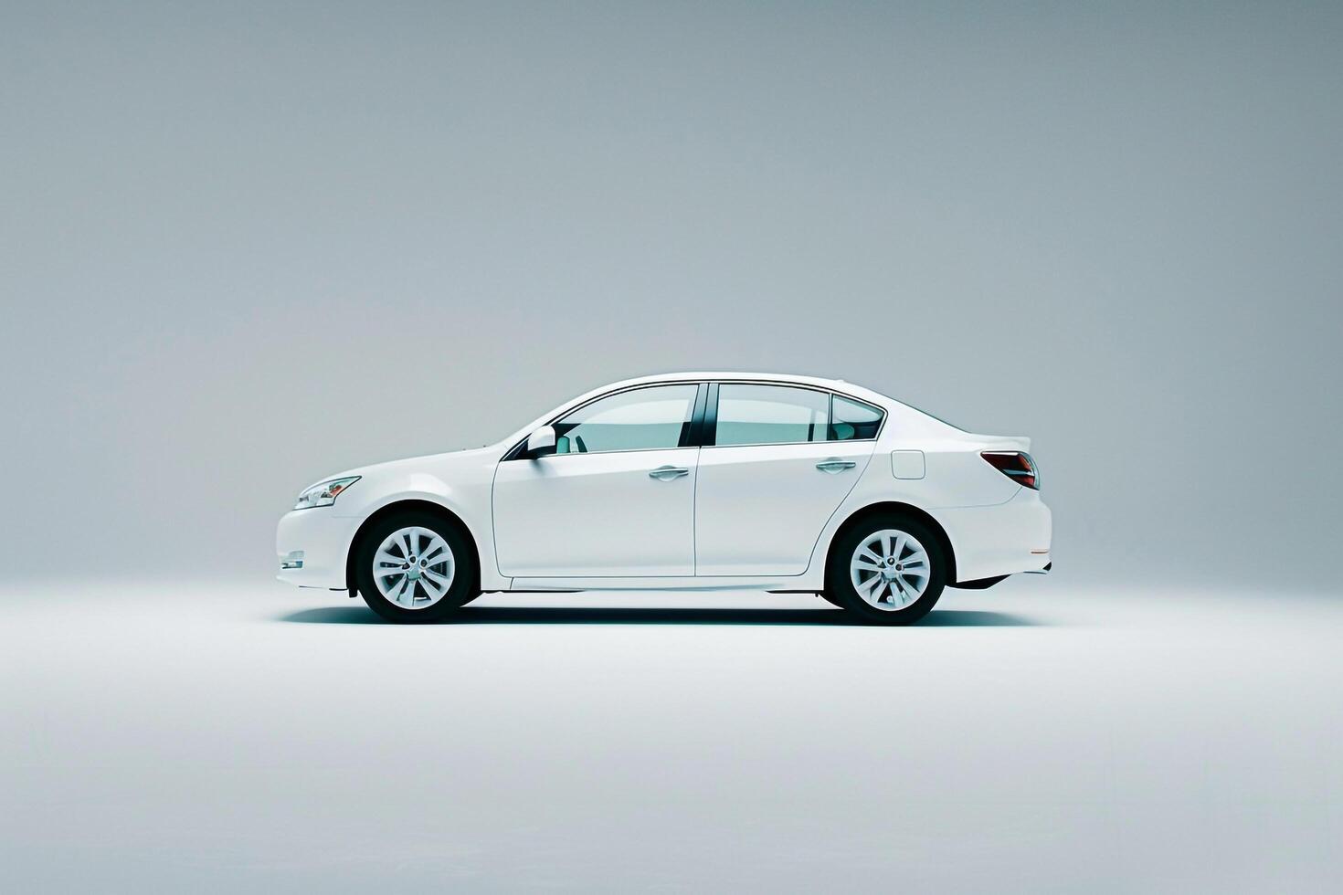 Compact sedan in studio with clean white background showcasing its sleek design photo