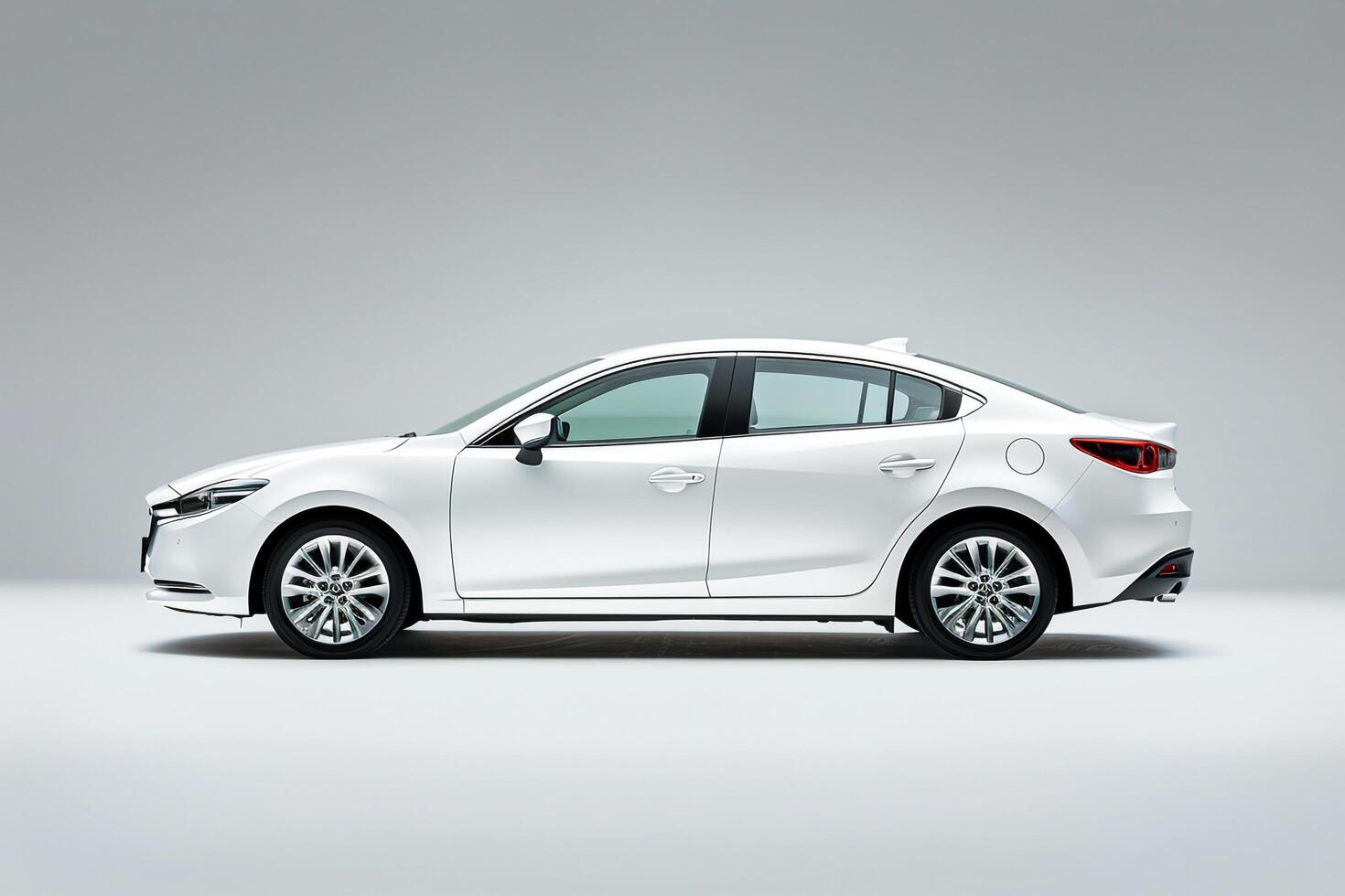 Compact sedan in studio with clean white background showcasing its sleek design photo