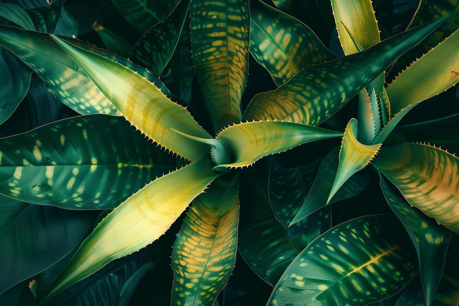 Portrait Botanical VriesehieroglyphicKing of Bromeliads with intricate leaf patterns Background photo