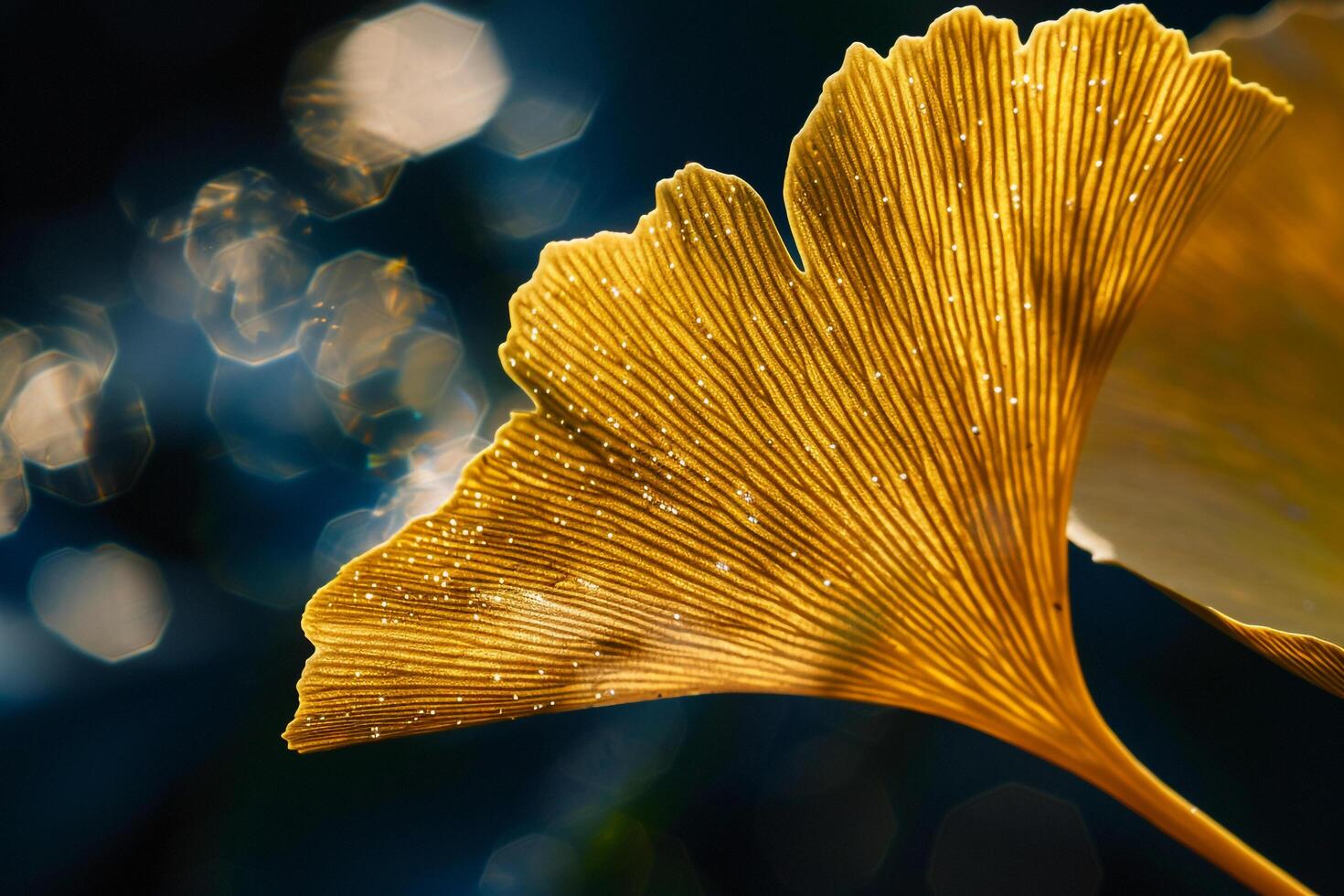 Nature of Delicate Ginkgo Leaf with Sunlight Filtering Through It Background photo