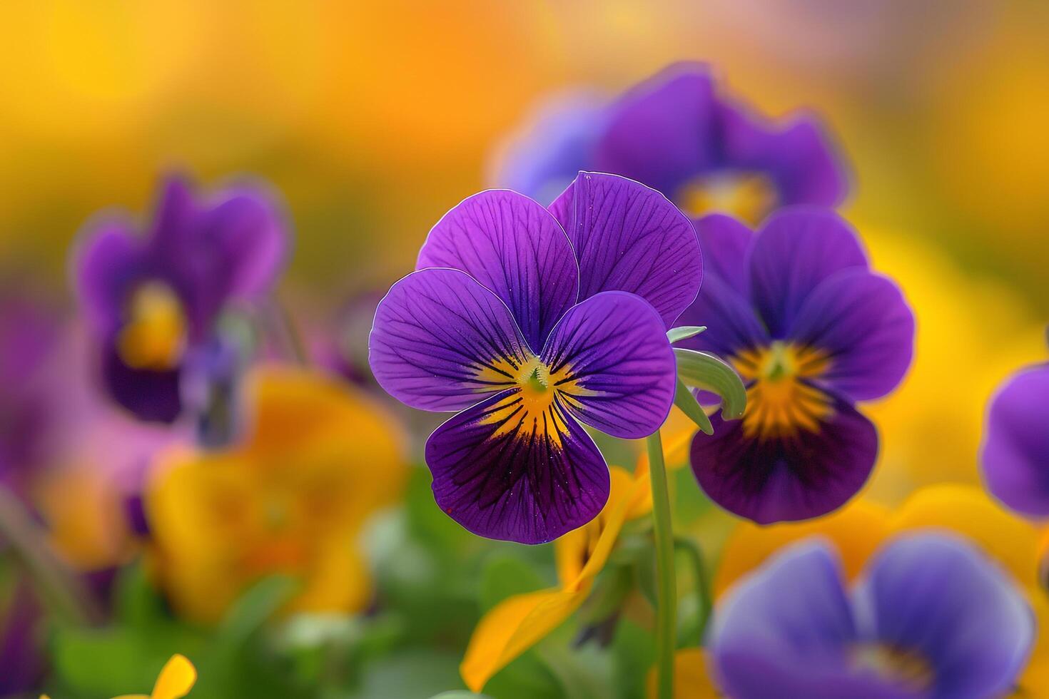 ViolPansy in vibrant purple and yellow hues background photo