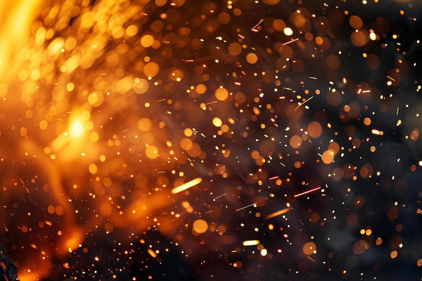 Dynamic nature of sparks and flames erupting from steel foundry capturing the raw energy of metal casting photo