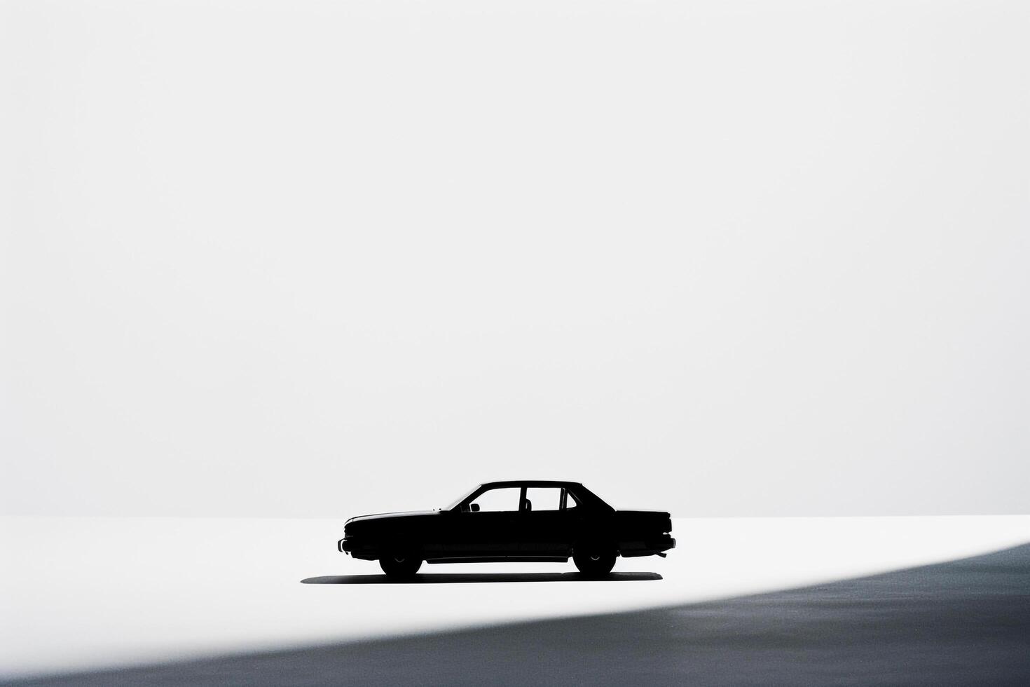 Abstract representation of cars silhouette against stark white  playing with shadows and negative space photo
