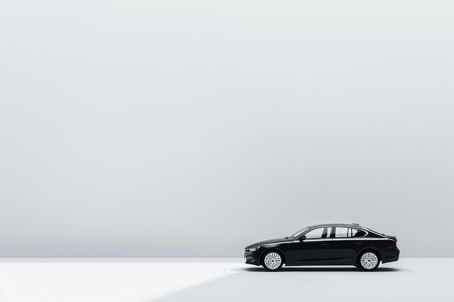 Abstract representation of new sedans silhouette against clean white  ing on simplicity and design lines photo