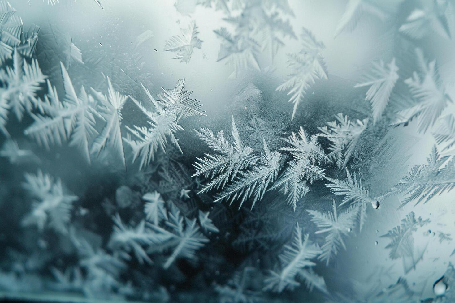 Dynamic nature of intricate frost patterns on windowpane during snowstorm creating unique and intricate background photo