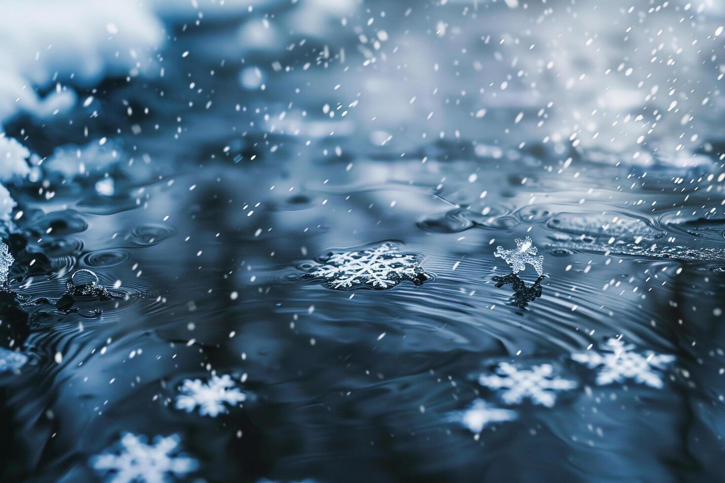 Abstract Background Experimental  of Snowflakes Caught in Gust of Wind photo