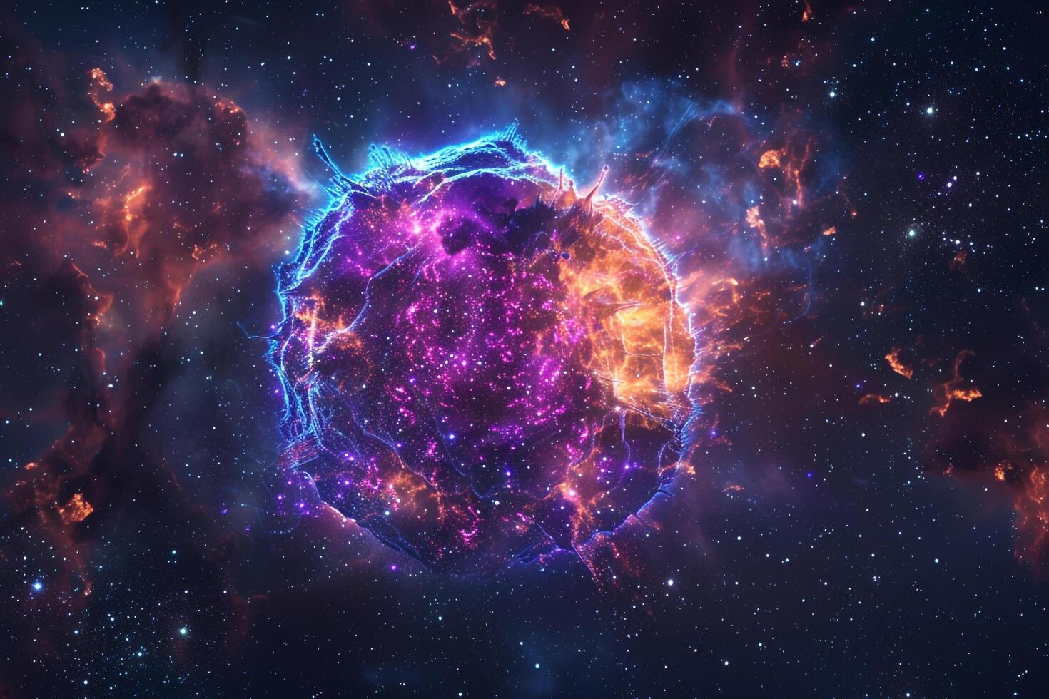 Cosmic Deep Space SupernovRemnant Glowing in Colorful Hues Background photo