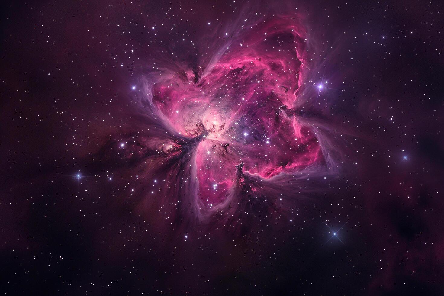 Cosmic Majesty Glowing Nebulin Shades of Pink and Purple Illuminated by Nearby Stars Background photo