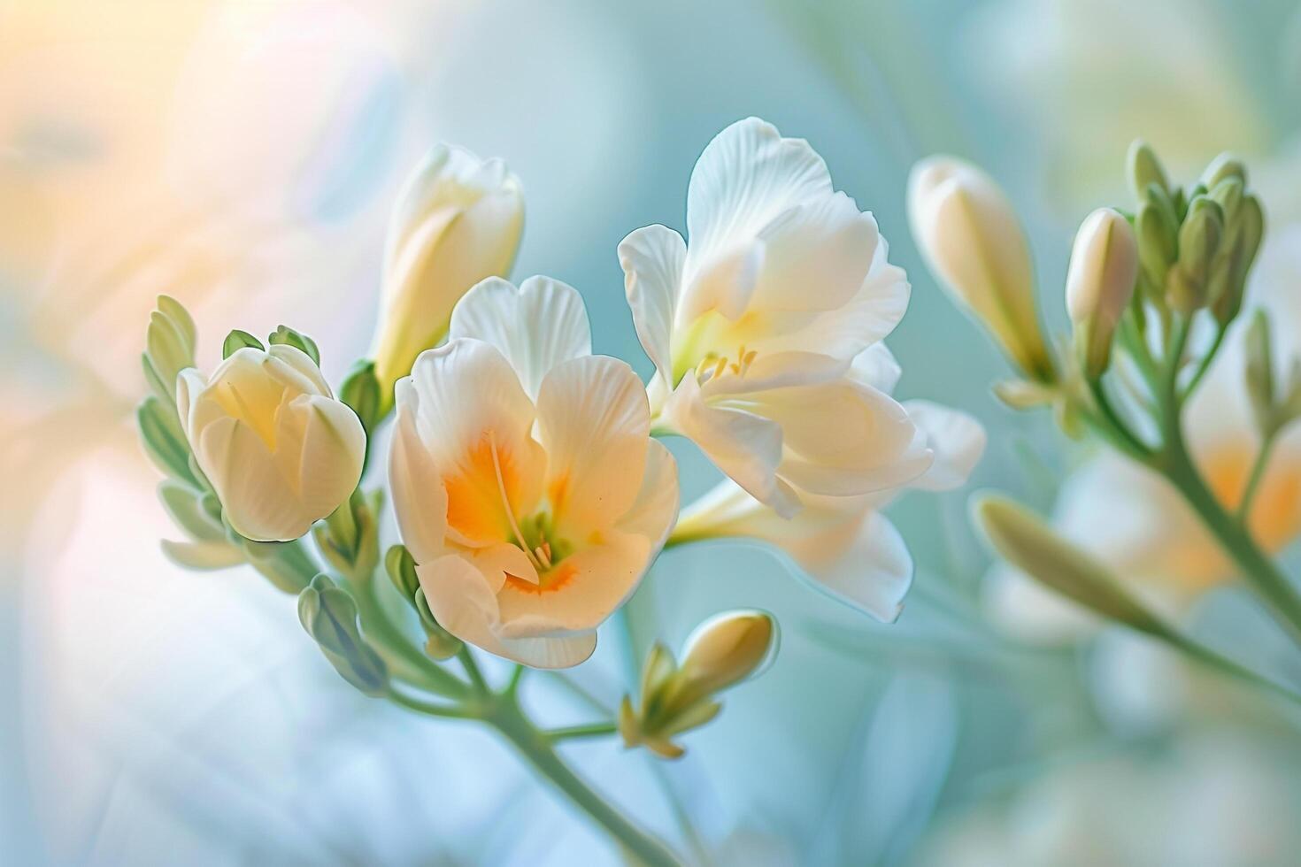 Whimsical FreesiBlooms with  Background Pastel Colors photo