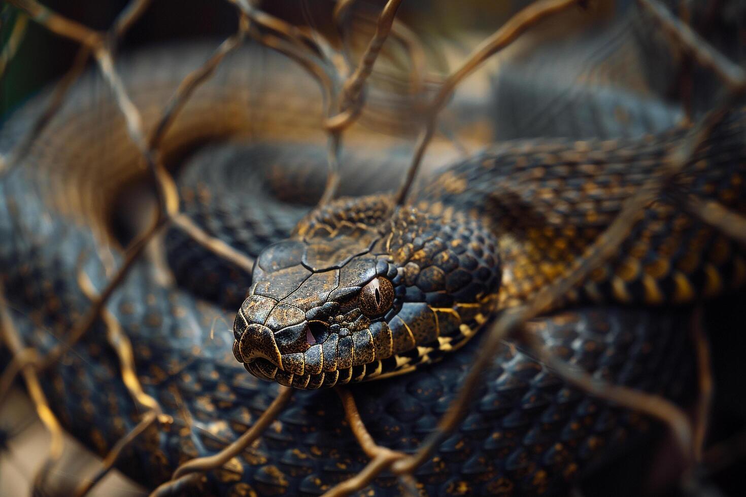 rescued snake shedding its skin in secure enclosure scales shimmering as it undergoes natural process photo