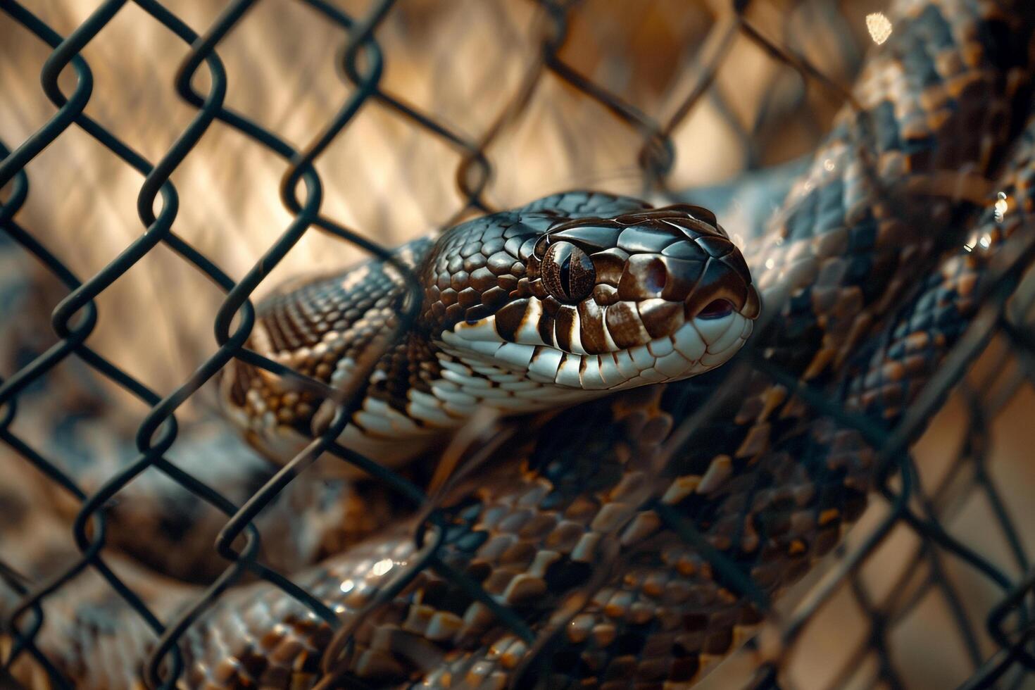rescued snake shedding its skin in secure enclosure scales shimmering as it undergoes natural process photo