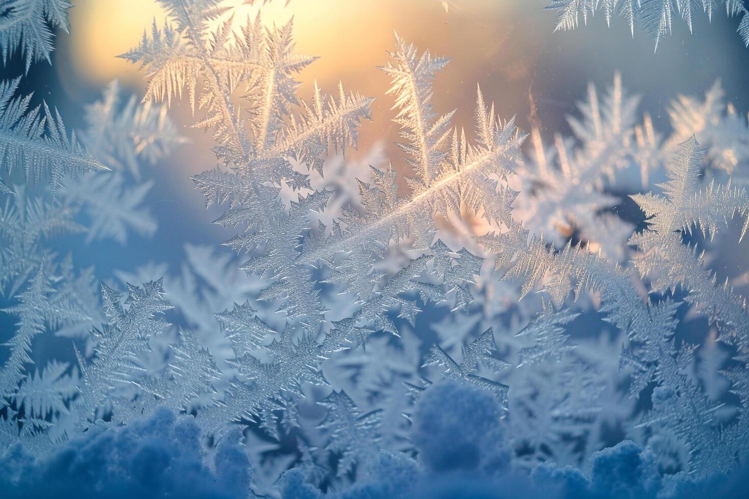 Intriguing abstract of frost patterns on window pane photo