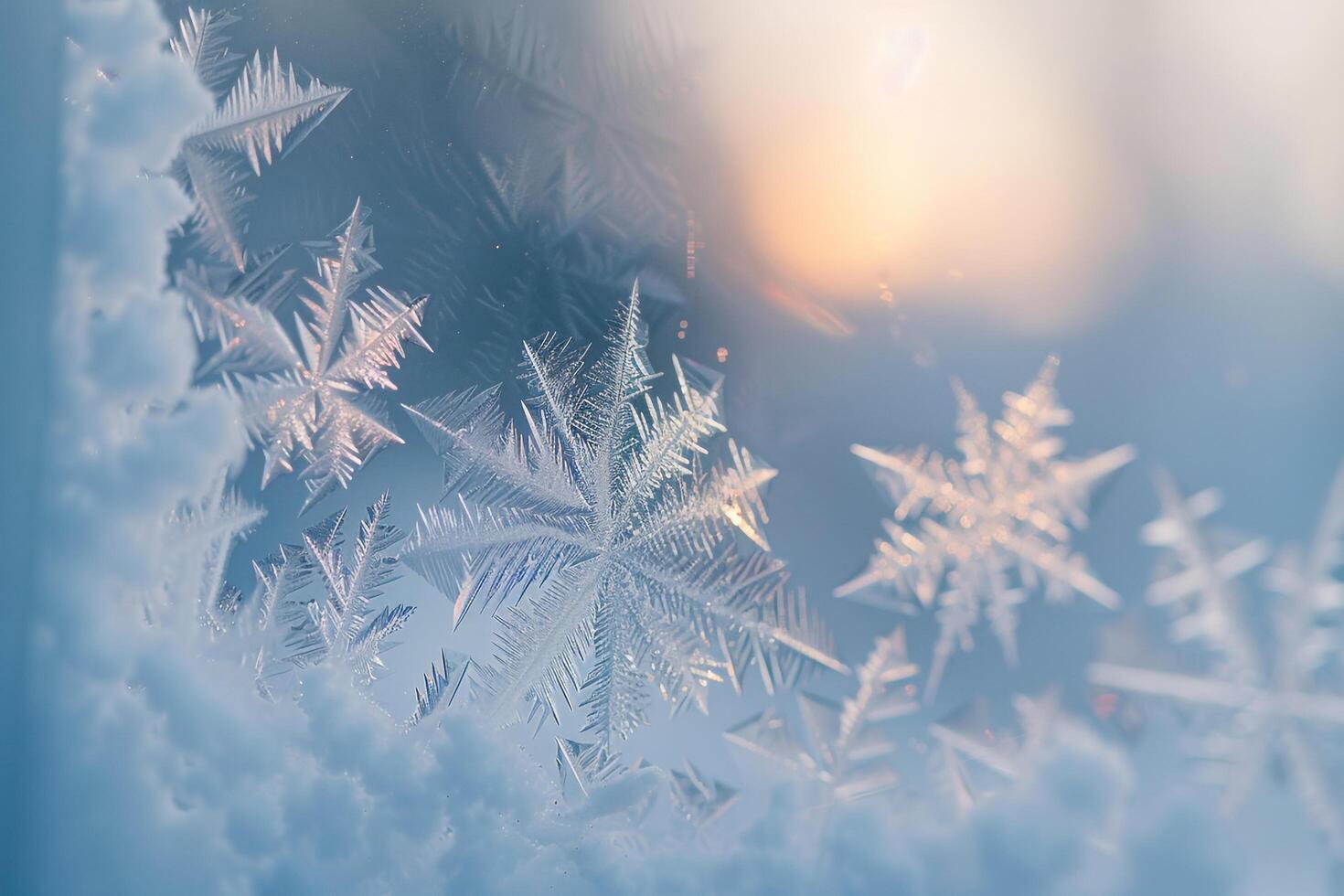 Abstract Frost Patterns on Window Pane with Background photo