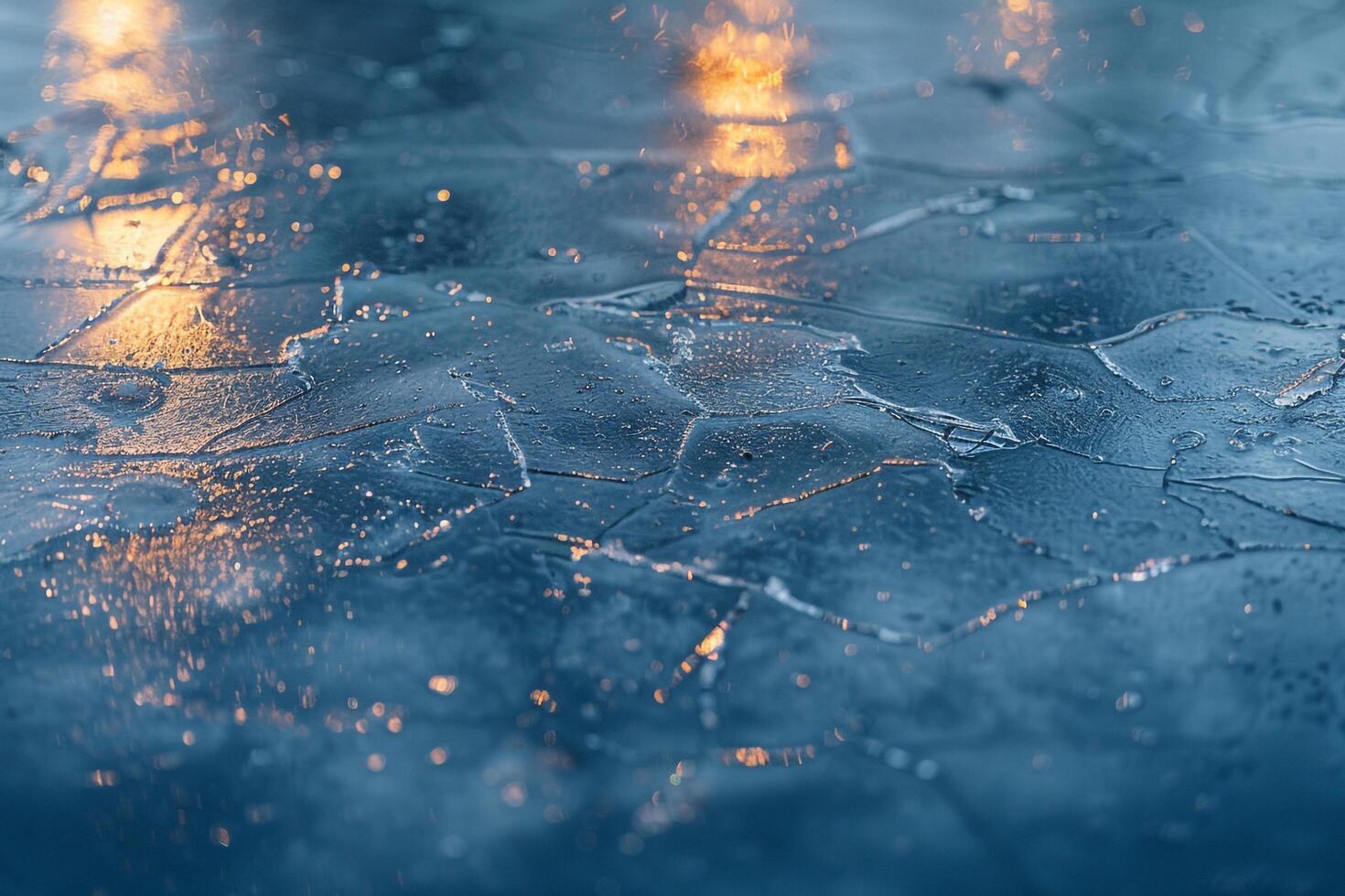 Ethereal nature background Light Patterns on the Surface of Frozen Lake Reflecting the Winter Sky photo