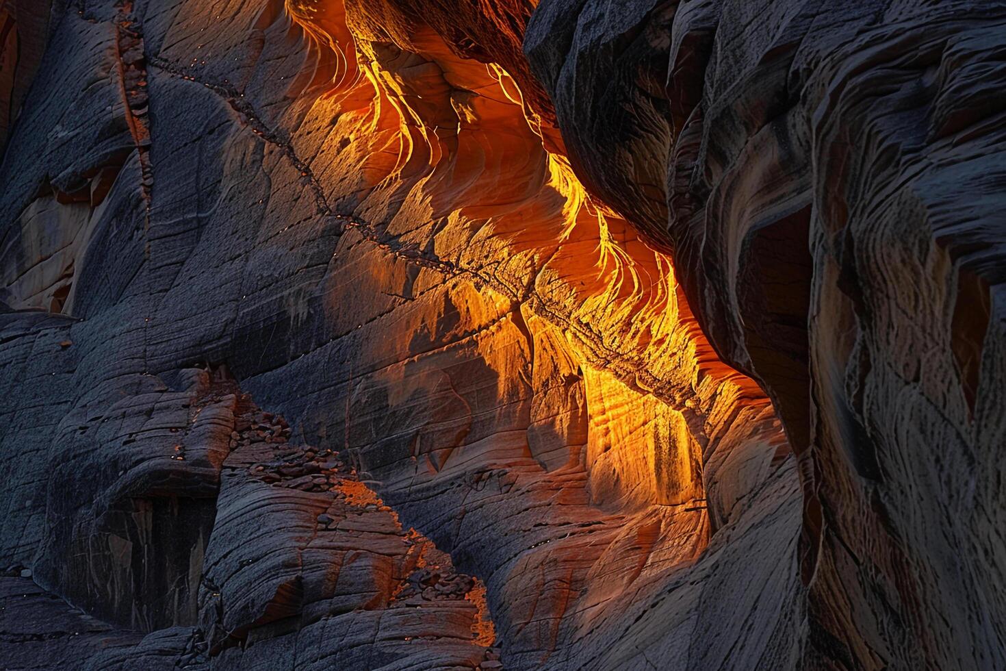 Patterns of light and shadow on canyon wall created by the setting sun background photo