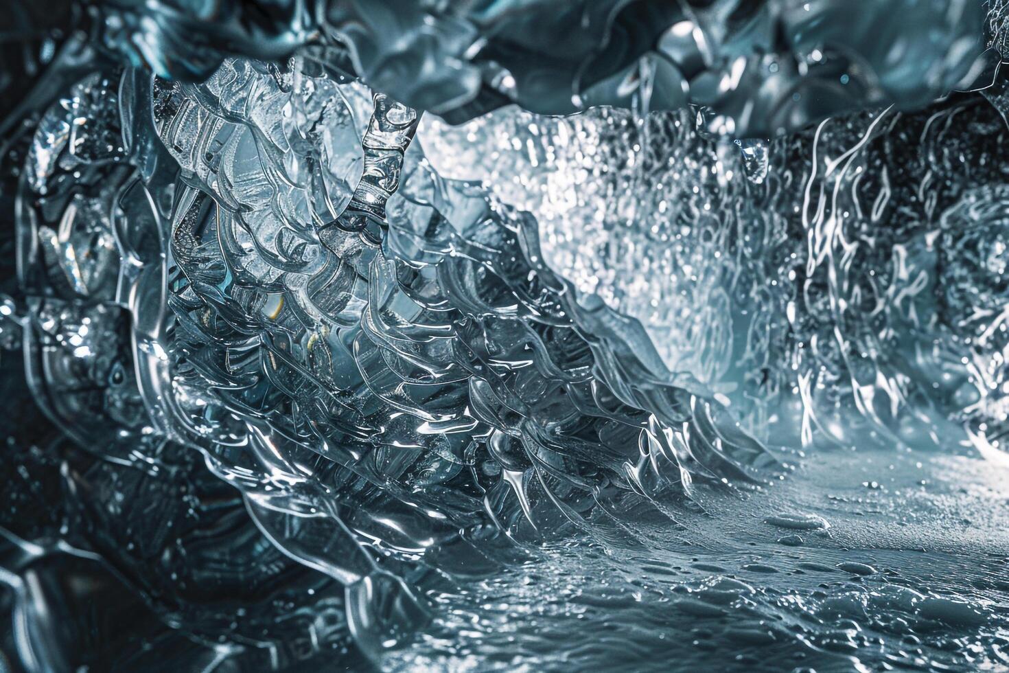 Patterns of Light Reflecting Off Crystalline Ice Formations in Glacier Cave nature background photo