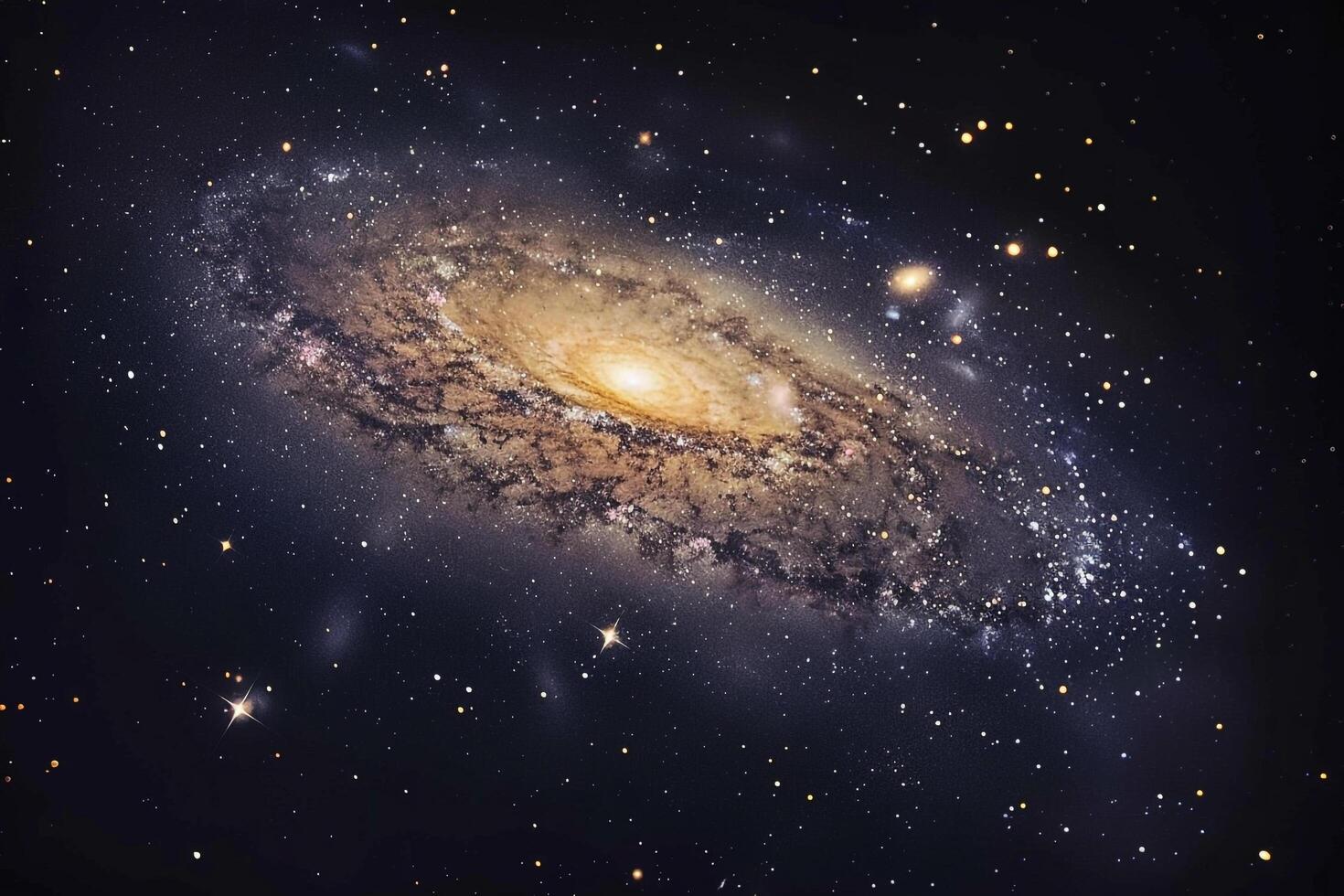 Spiral Galaxy with Vibrant Arms Swirling Against  of Star Clusters and Nebulae nature background photo