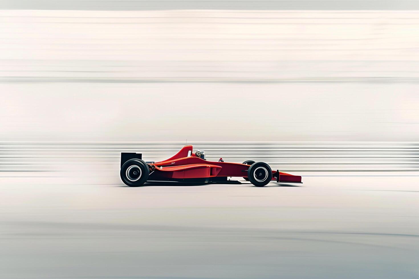 Race Car Speeding Past on White CycloramBackground Capturing the Essence of HighSpeed Racing photo