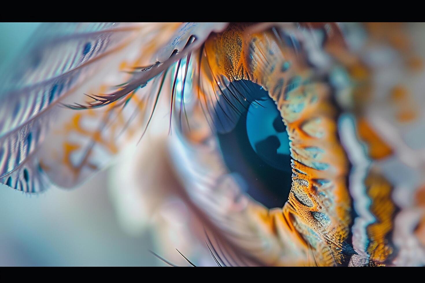 Ethereal Enchanting Nature of fairys eye with delicate wings reflected in the iris  nature background photo