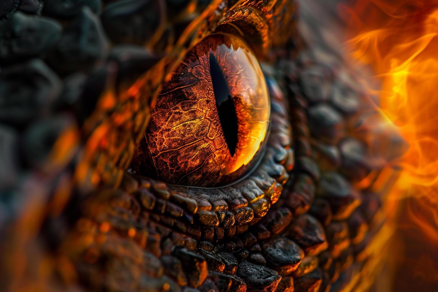 Ethereal Nature of dragons eye with scales and fiery reflections enhancing the mythical aura  nature background photo