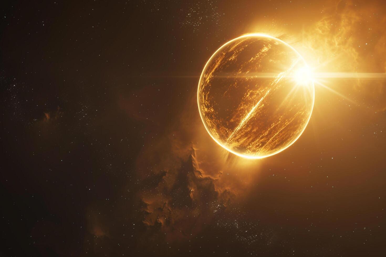 Space Exploration of Hot Jupiter Exoplanet  with Cosmic nature background photo