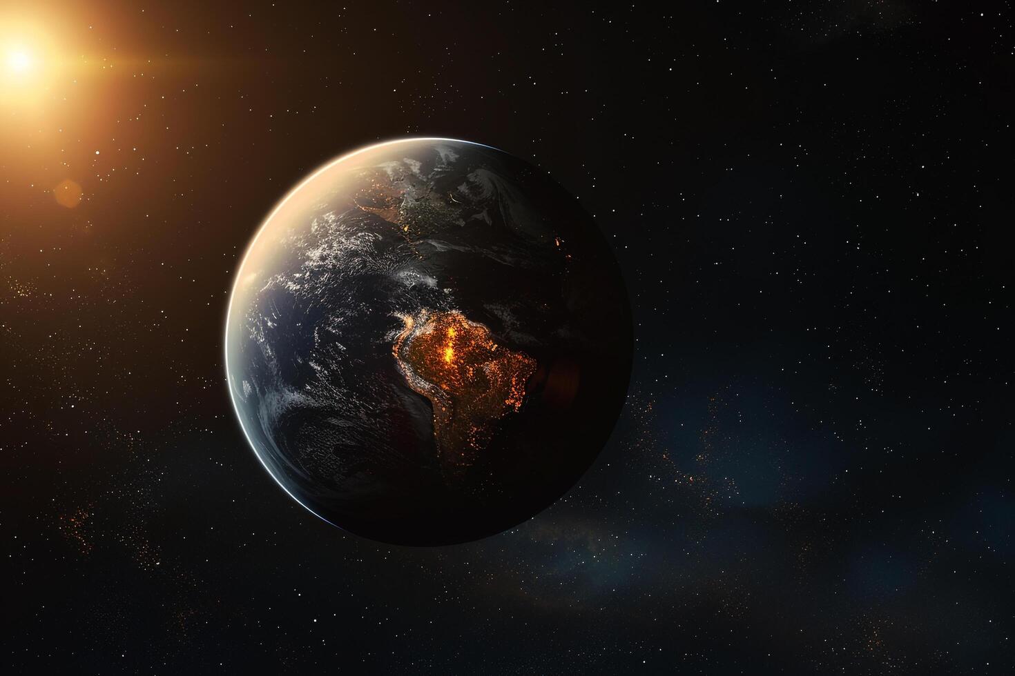 Space Exploration of Exoplanet  in the Habitable Zone with Cosmic nature background photo