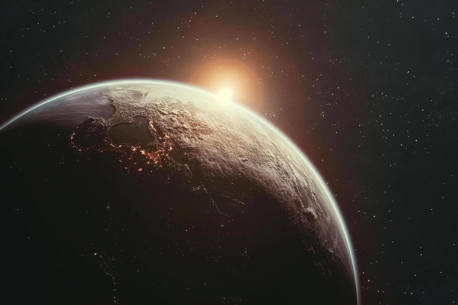 Space Exploration of Planets Orbiting the Ultracool Dwarf Star Trappist 1 with Cosmic nature background photo