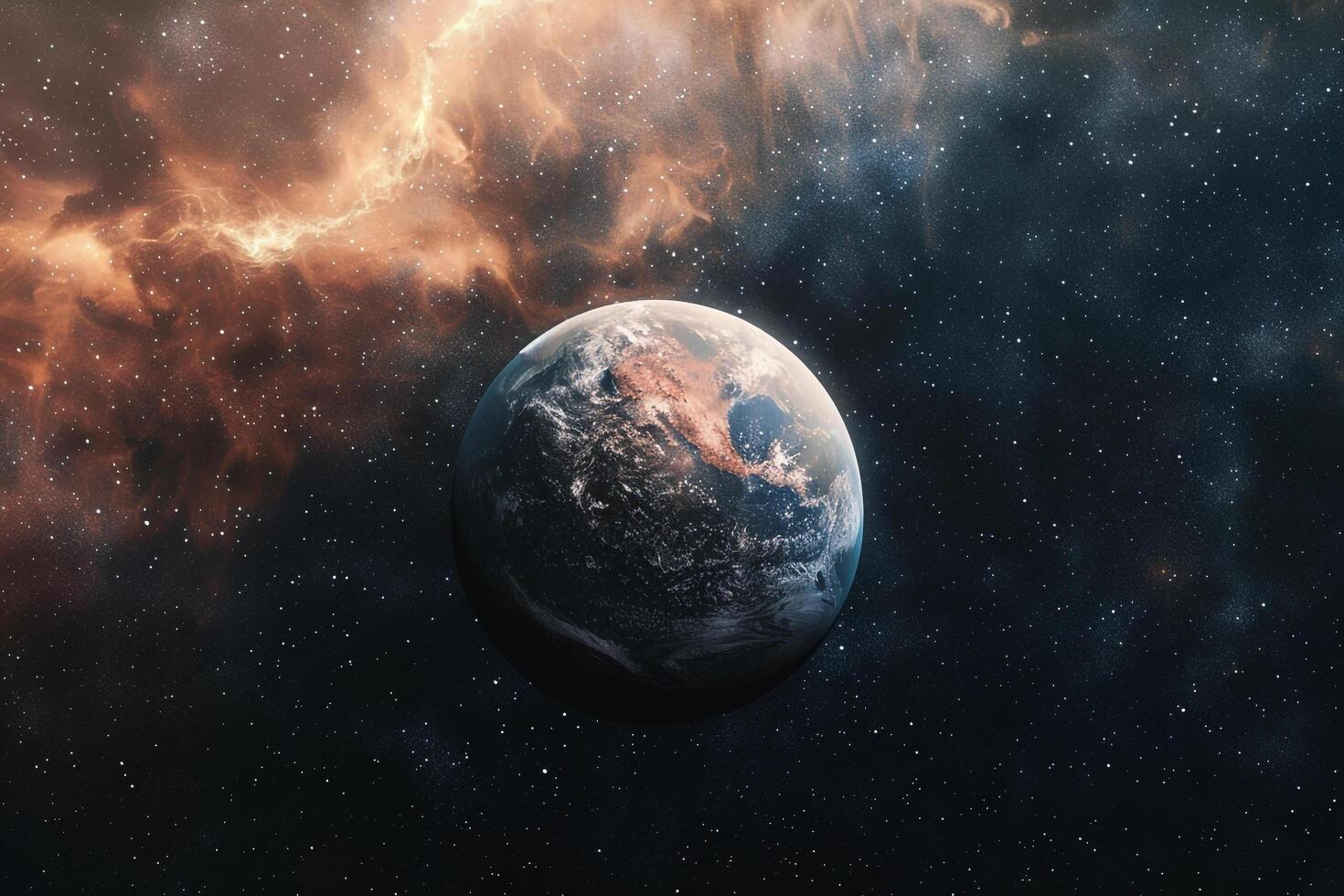 Space Exploration of Exoplanet  in the Habitable Zone with Cosmic nature background photo