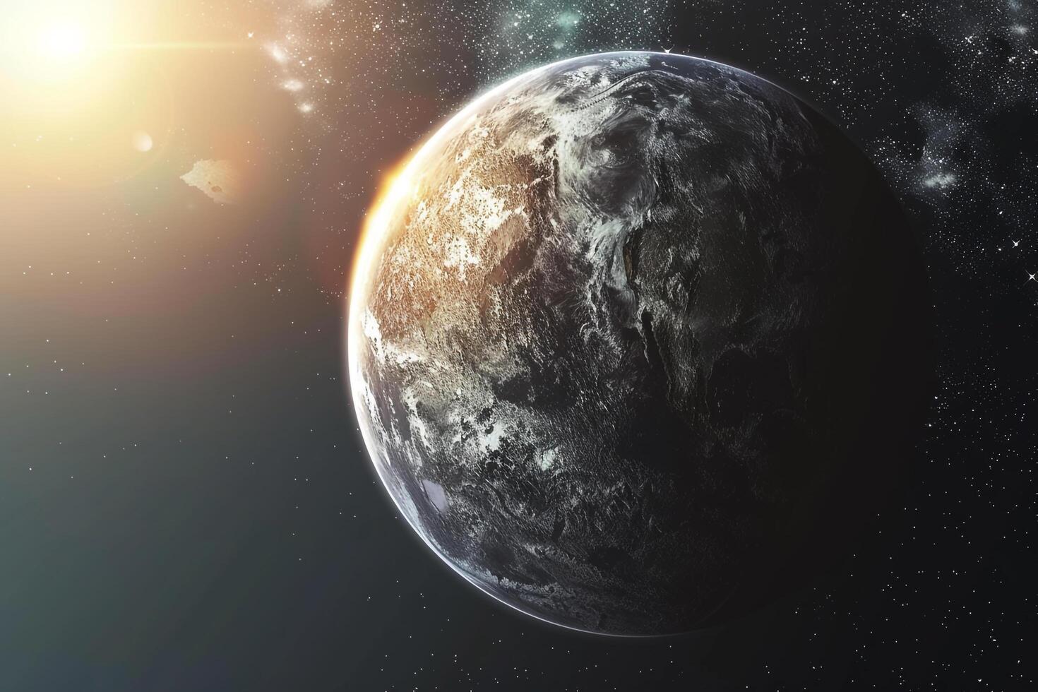 Space Exploration of Exoplanet  in the Habitable Zone with Cosmic nature background photo
