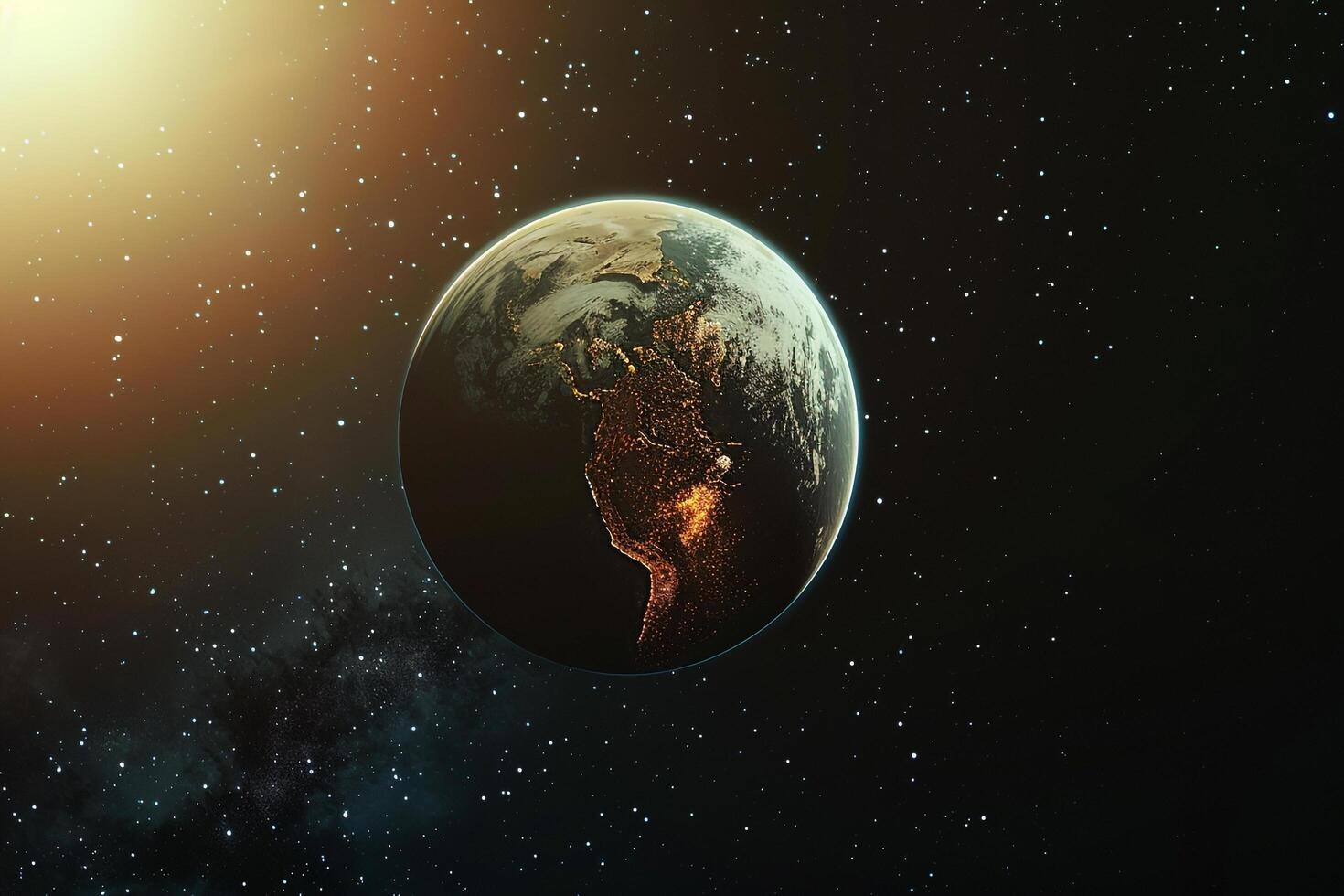 Space Exploration of Exoplanet  in the Habitable Zone with Cosmic nature background photo