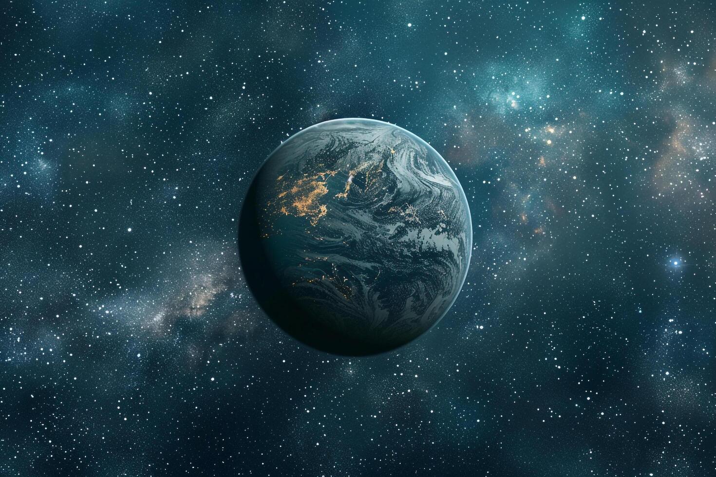Space Exploration of Exoplanet  in the Habitable Zone with Cosmic nature background photo