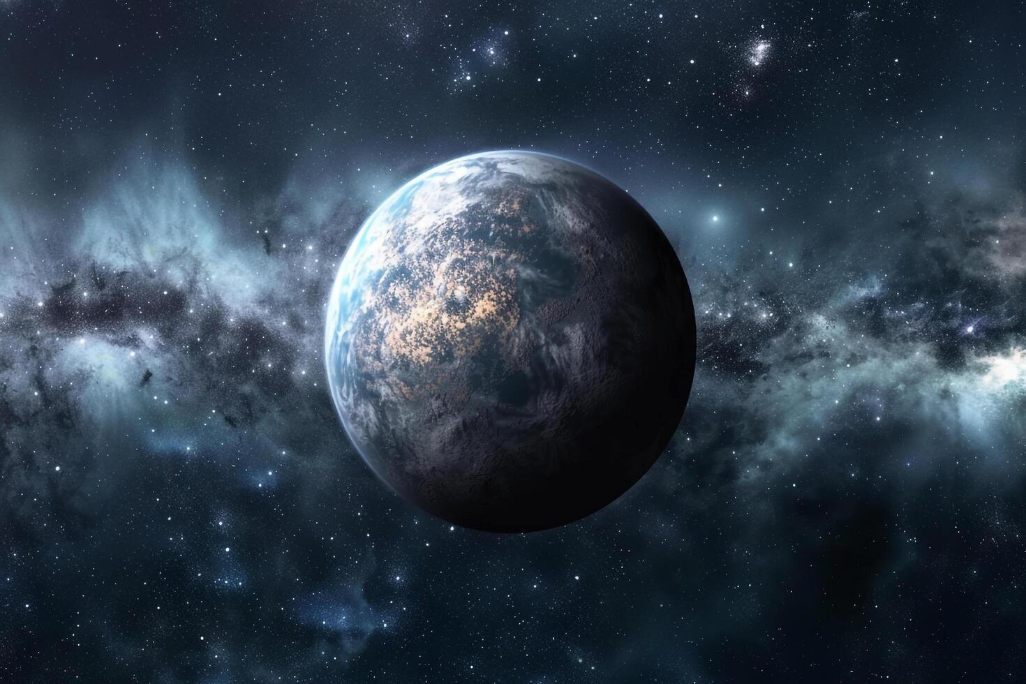 Space Exploration of Exoplanet  in the Habitable Zone with Cosmic nature background photo